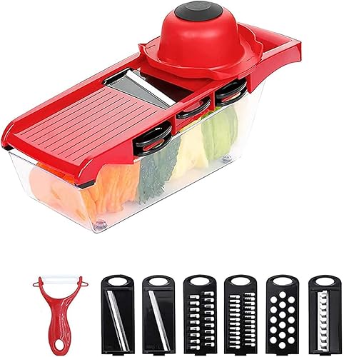 Miniatura 1 de AONNOUS Cortador de mandolina ajustable 7 en 1 para cocina, cortador de juliana, patata, cebolla, zanahoria, picador de alimentos, verduras,