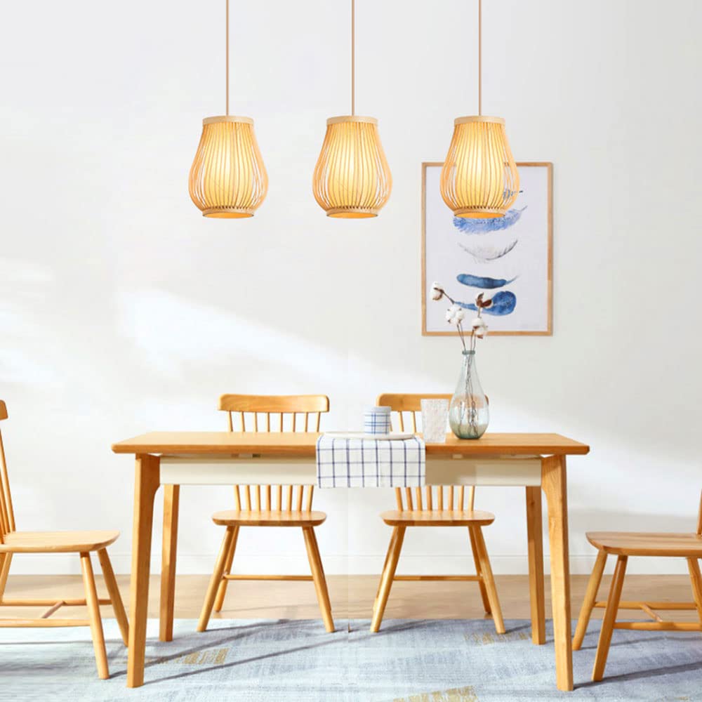 Lampa Wisząca Sufitowa Pół-wpuszczona Żyrandol Wiszący Unikalny Japoński Styl Lampa Wisząca Bambusowa Zakrzywione Światło Proste Do Jadalni, Kuchnia, Salon