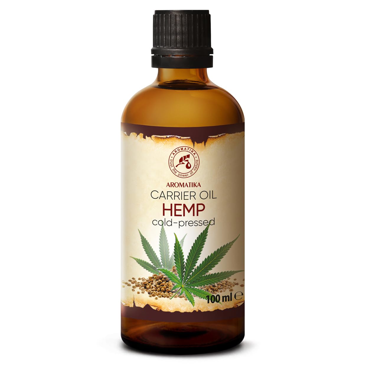 AROMATIKA Hemp Seed Oil 3.4 Fl Oz - Pure Cold-Pressed Carrier Oil