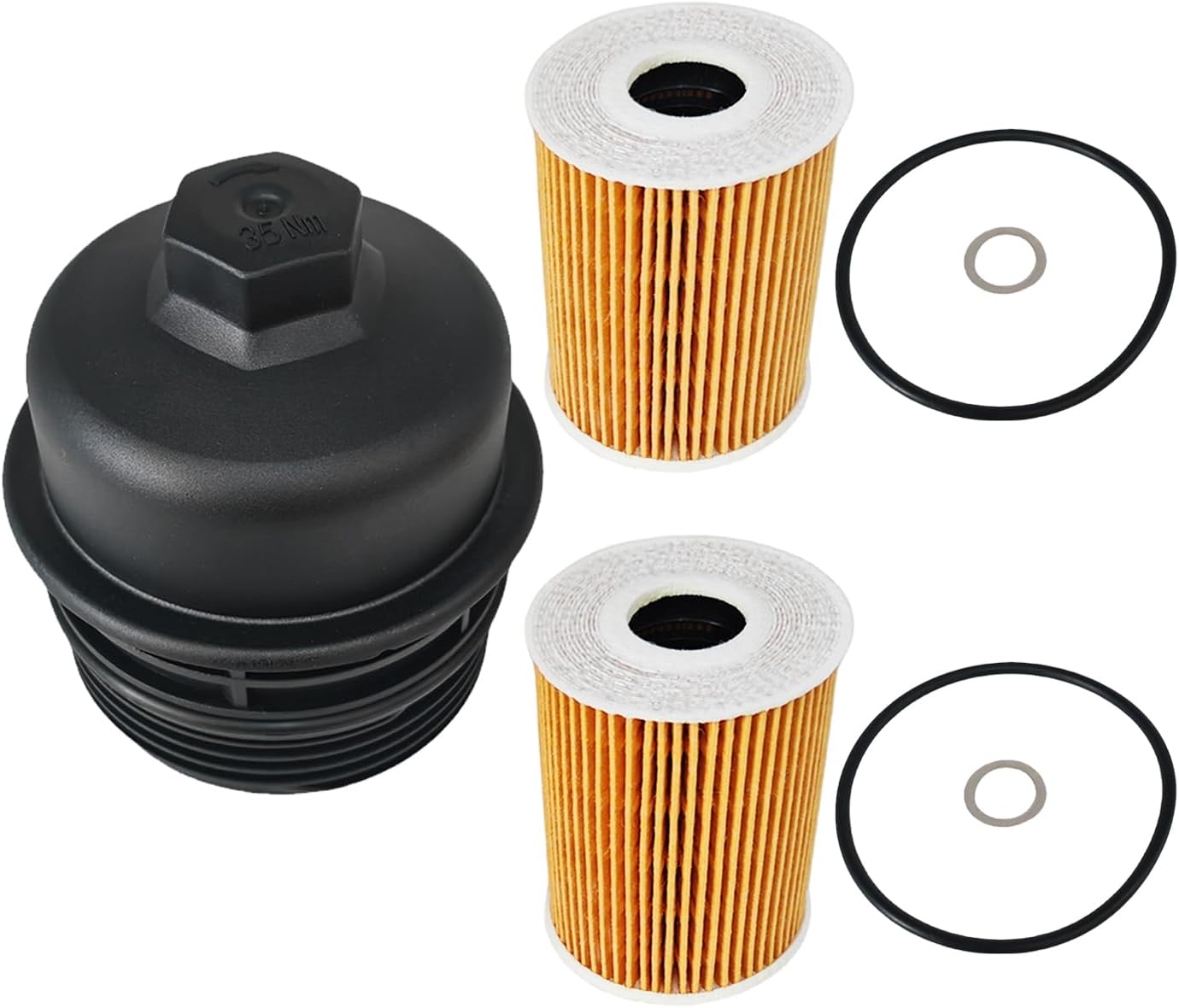 Engine Oil Filter Housing Cover Cap Assembly & 2 Pack Oil Filters Fit for Genesis G80 Hyundai Genesis Palisade Kia Cadenza Sedona Sorento Telluride, Replace 263503C701 263203CKB0