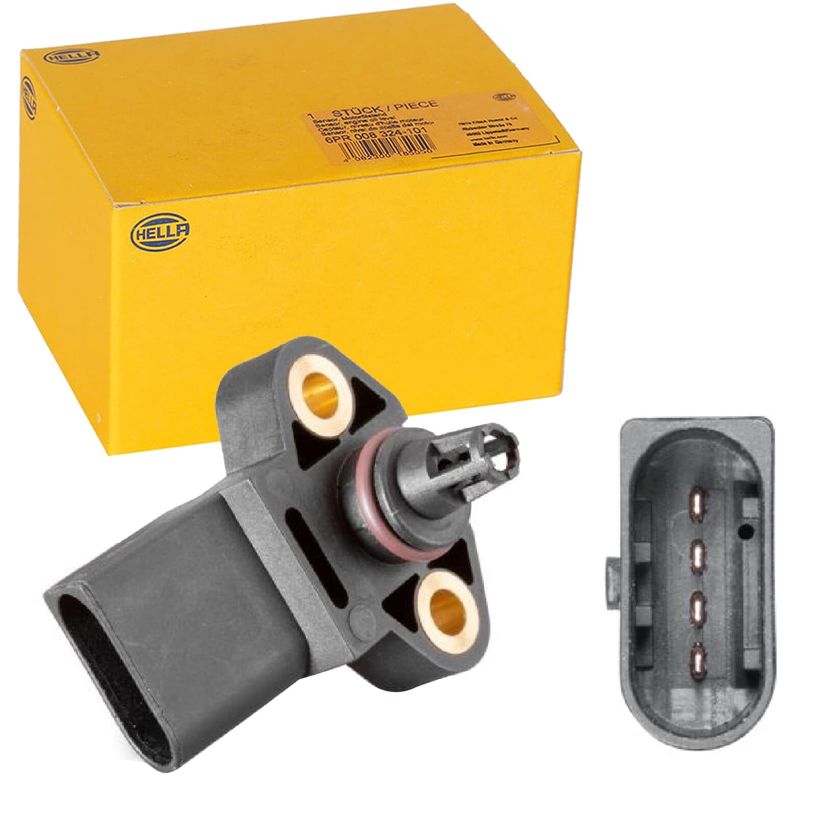 HELLA 6PP 013 400-041 Sensor, boost pressure - 4-pin connector - with seal ring