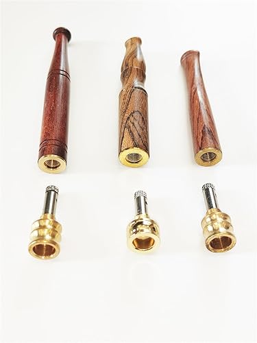 Miniatura 4 de Juego de 3 portacigarrillos de madera con interfaz de metal, hecho a mano de madera natural, portátil, reutilizable, regular