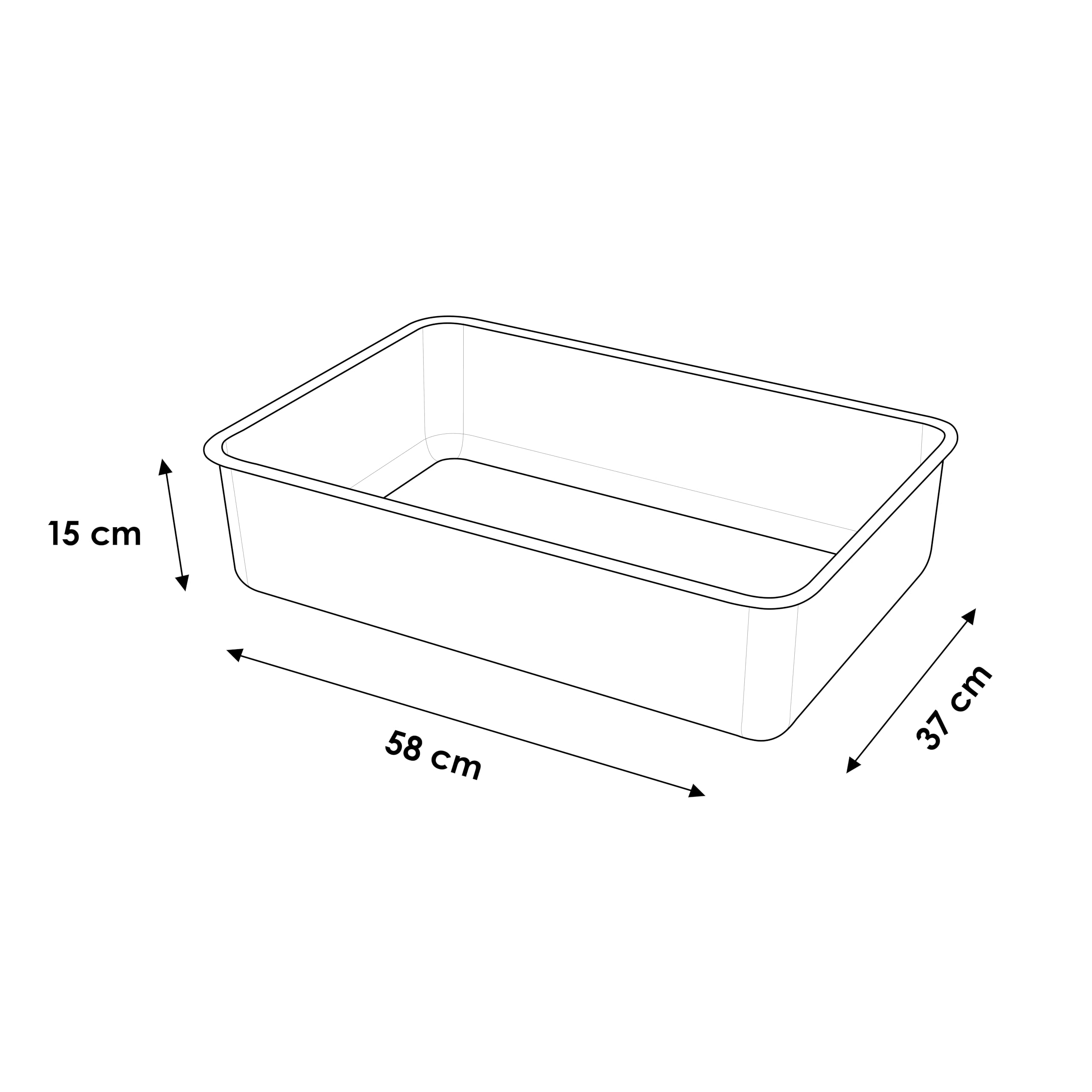 LucyBalu® Caja de arena para gatos de acero inoxidable de STEELOO, XXL, sin tapa, con entrada superior, higiénica, inodora y fácil de limpiar, 59,5 x 39,5 x 15,5 cm, color blanco