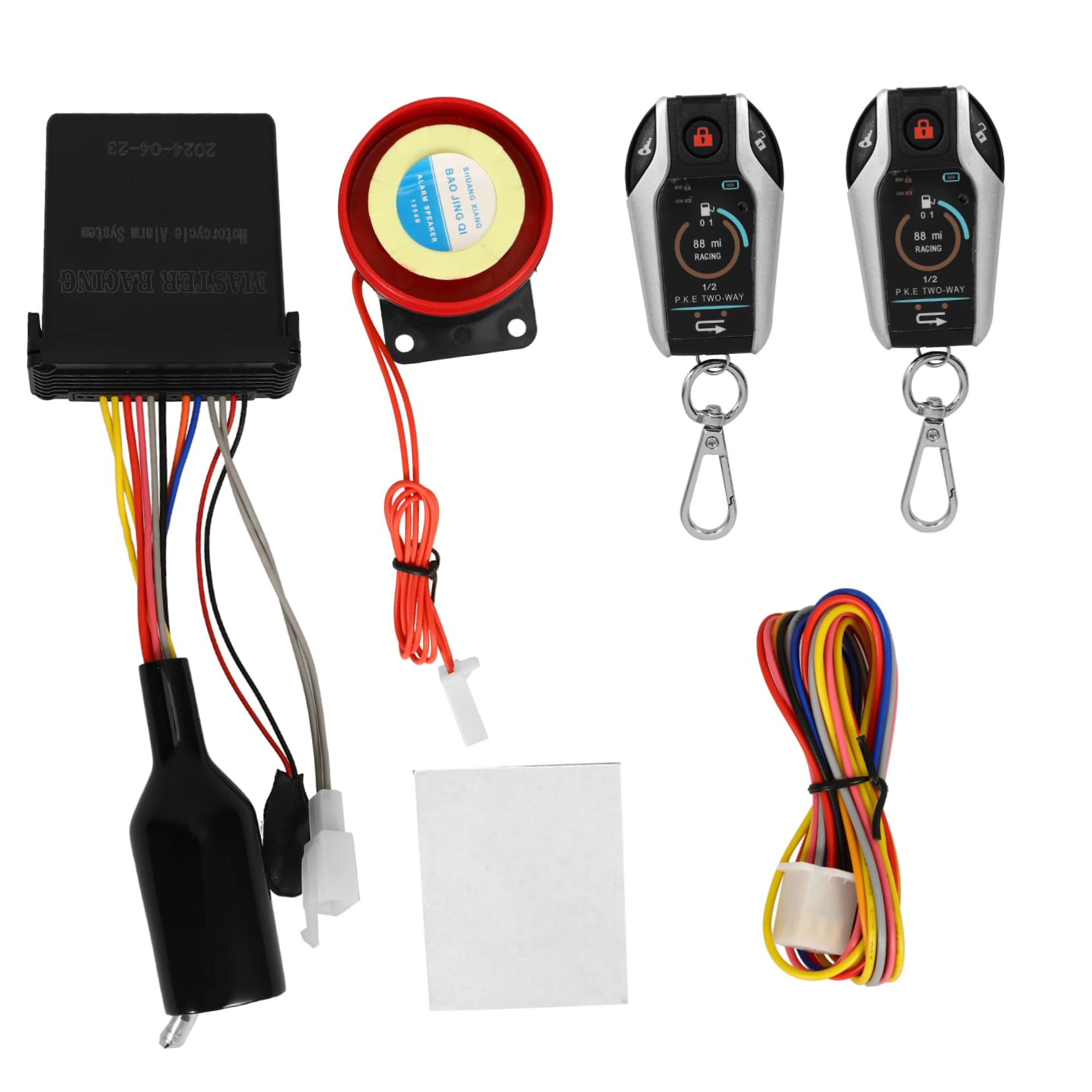 Kit Antifurto per Moto Allarme Bidirezionale, Avvio Remoto, Blocco Automatico e Sblocco, Materiale Plastico, Telecomando Incluso, Sicurezza Potenziata per Motocicletta