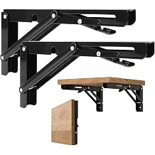 Folding Shelf Brackets 14 Inch - 2PCS Heavy Duty Metal Bracket Shelf, Wall Mounted Collapsible Bracket for Space Saving Bench Table Outdoor Smoker, Max Load 150 lb