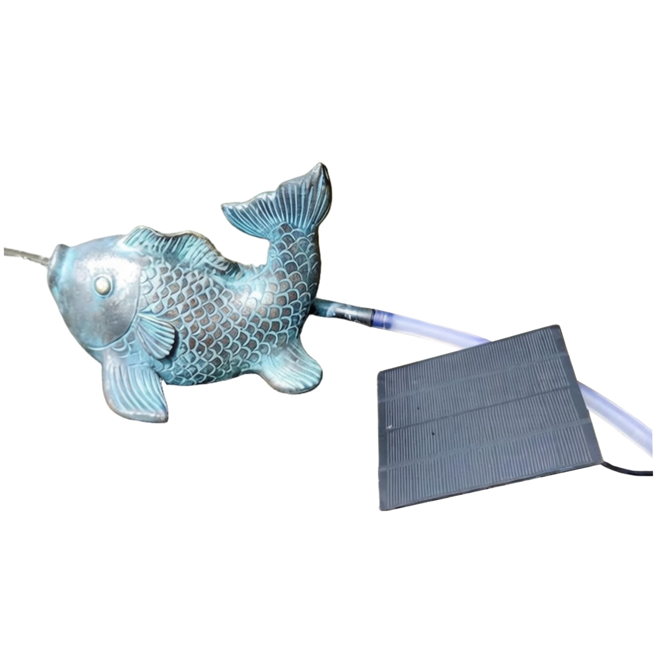 Fontaine poisson solaire pour étangs de jardin avec jet d'eau automatique