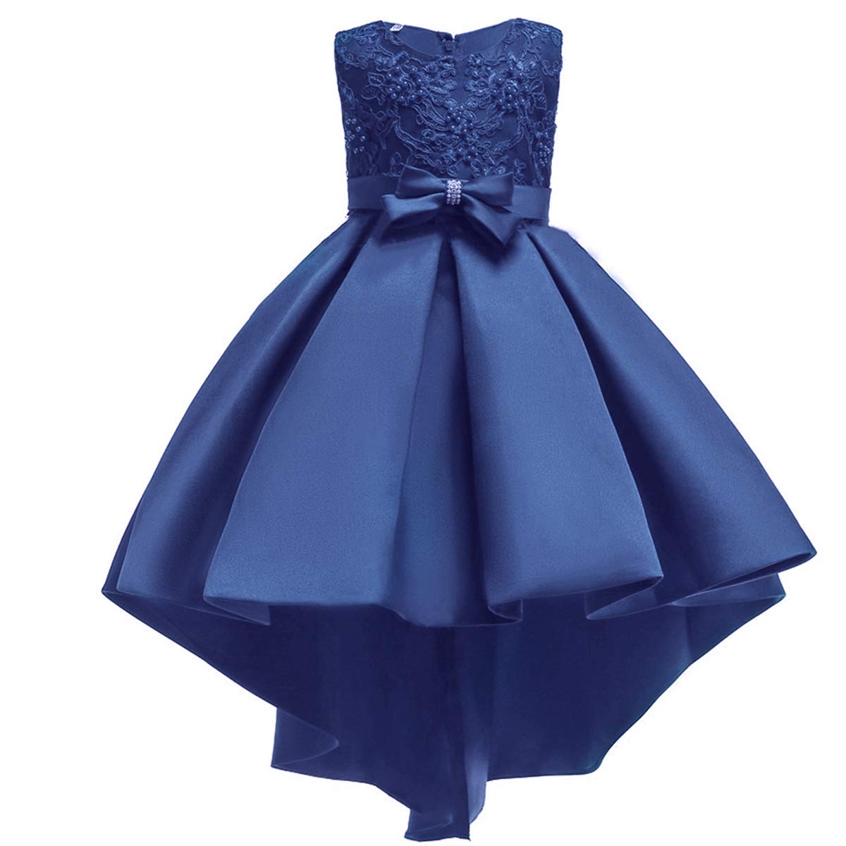FYMNSI Vestido de Fiesta Niña, Vestidos Ninas para Boda, Vestido Ceremonia Niña, Chica Sin Mangas Plisado High Low Vestidos para Dama de Honor de la Boda Cumpleaños Noche Primavera Verano 4-12 Años