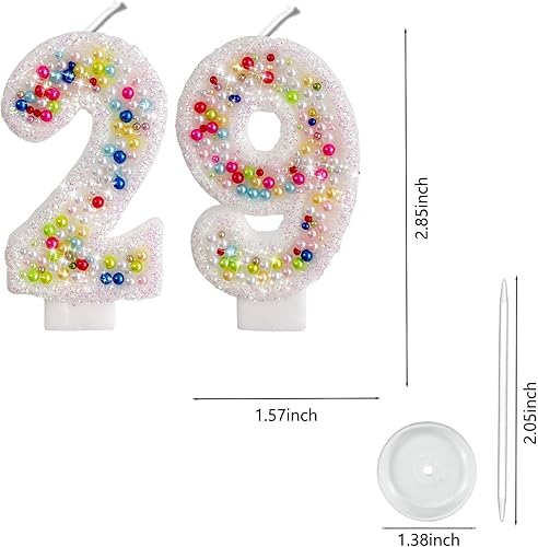 Miniatura 230 de Velas de números con purpurina de oro rosa de 2.8 pulgadas, muchos colores, regalos de cumpleaños de 22 años, velas de cumpleaños, velas de números