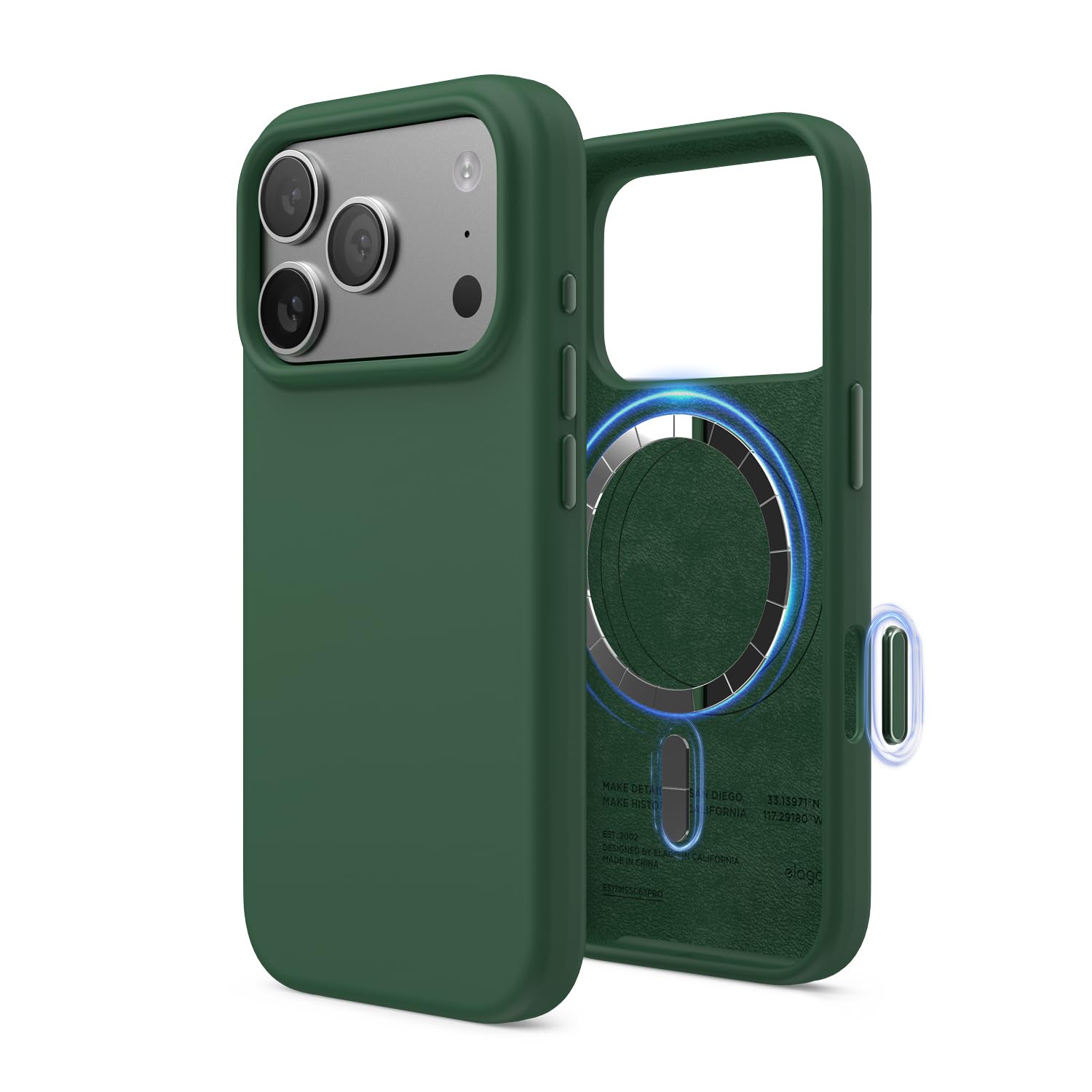 elago Magnetic Silicone Case Compatible with iPhone 17 Pro Case 6.3” - Compatible with MagSafe, Premium Liquid Silicone Material, Protective Cover, Shockproof, Slim Phone (Alpine Green)
