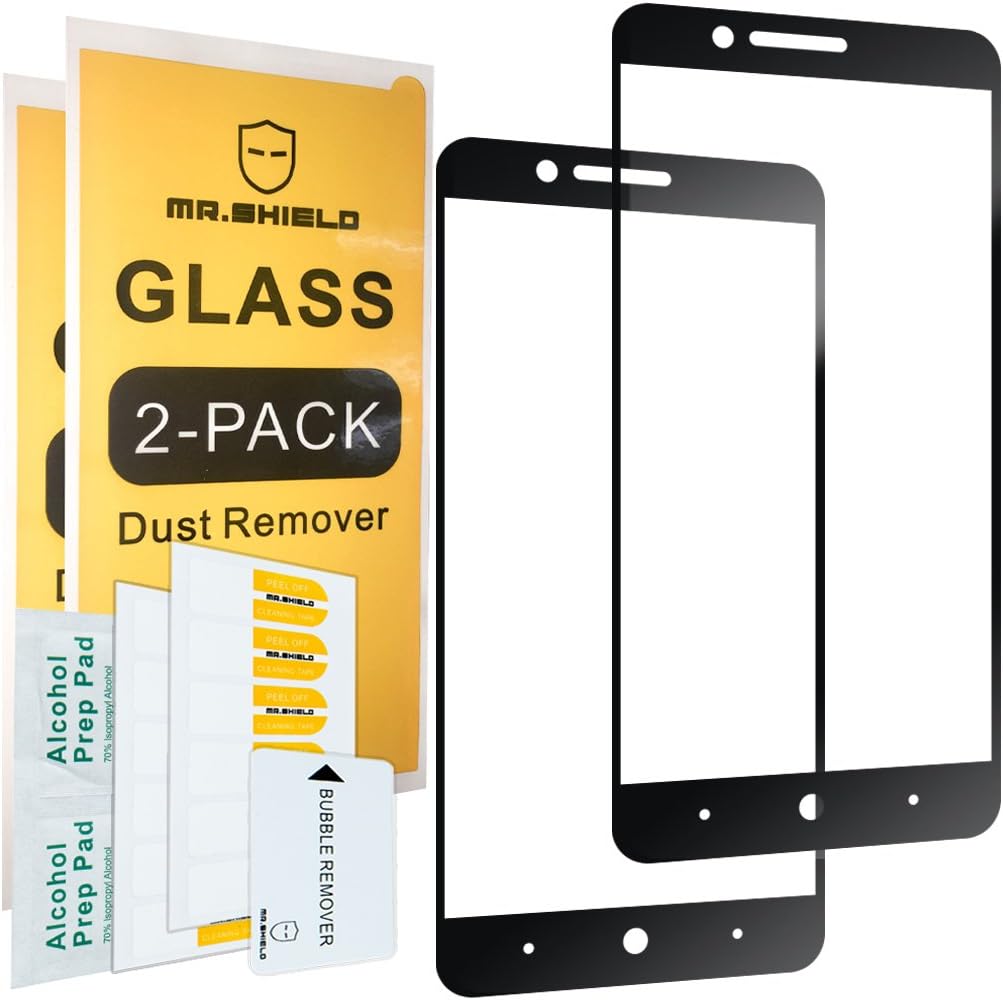 [2-PACK]-Mr.Shield Designed For ZTE Blade Z Max [Tempered Glass] [Full Cover] [Black] Screen Protector with Lifetime Replacement