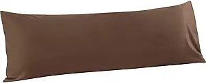 FLXXIE Body Pillow Cover - Super Soft Microfiber 20x54 Body Pillow Case - Envelope Closure, Wrinkle, Stain Resistant Brown Body Pillowcase, 20x54, Brown
