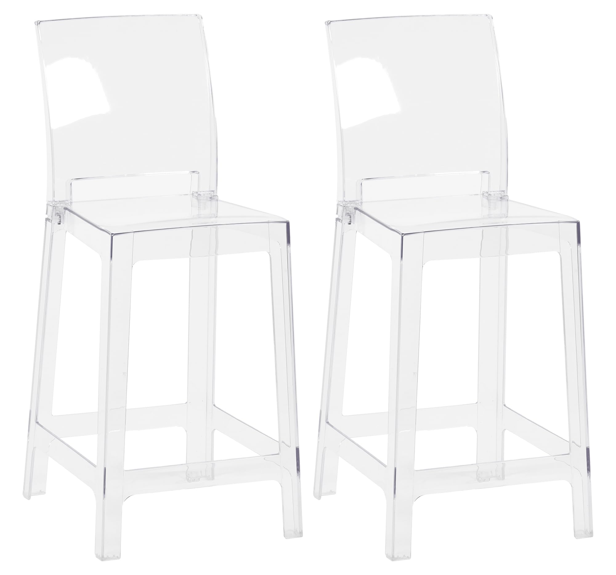 IlGruppone Set di 2 Sgabelli Cucina Trasparenti in Policarbonato Sgabello da Bar Seduta Ergonomica Resistenti Design Moderno Schienale Incurvato Sedie Penisola Cucina