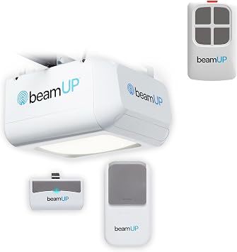 beamUP Smart Garage Control Bundle - Workhorse BU100 Garage Door Opener + Universal 4-Button Transmitter, for 8x7 Single or 16x7 Double Door, Alexa-Compatible, Motion-Activated 1500-Lumen Bulb