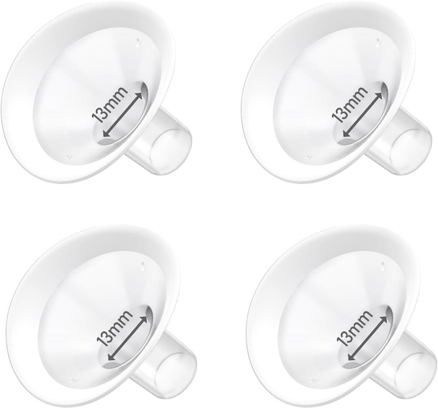 4pc 13mm Oval Flanges Shields Built-in Soft Edges Compatible with Medela/Lansionh Pumps, Replacement Parts for Pump in Style, Symphony, Swing Maxi, Harmony and Personalfit Flex Connector 4pcs-13mm