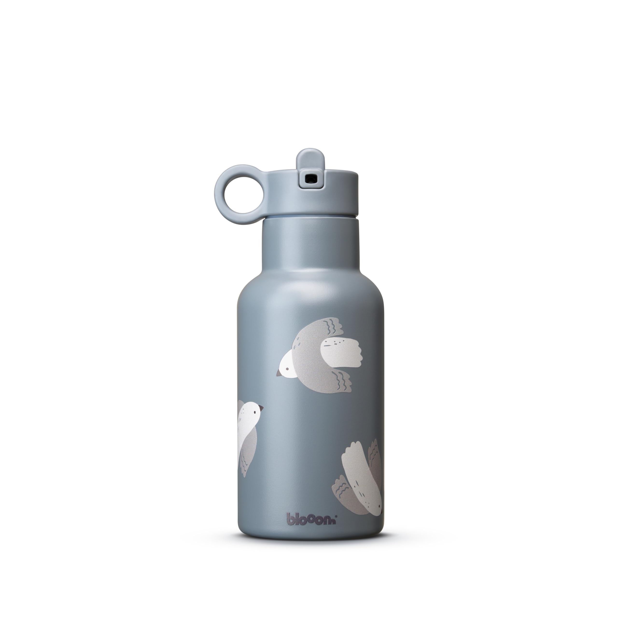 Blooom Botella de Agua Para Niños | Botella Termica Acero Inoxidable Con Pajita | Duradera, a Frueba de fugas y Fácil de Usar | Libre de BPA | Diseño Holandés (Pájaros, 350ml)