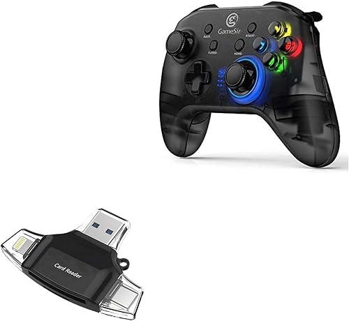 BoxWave Gadget inteligente compatible con GameSir T4 - AllReader lector de tarjetas SD, lector de tarjetas microSD Compact USB - Negro azabache