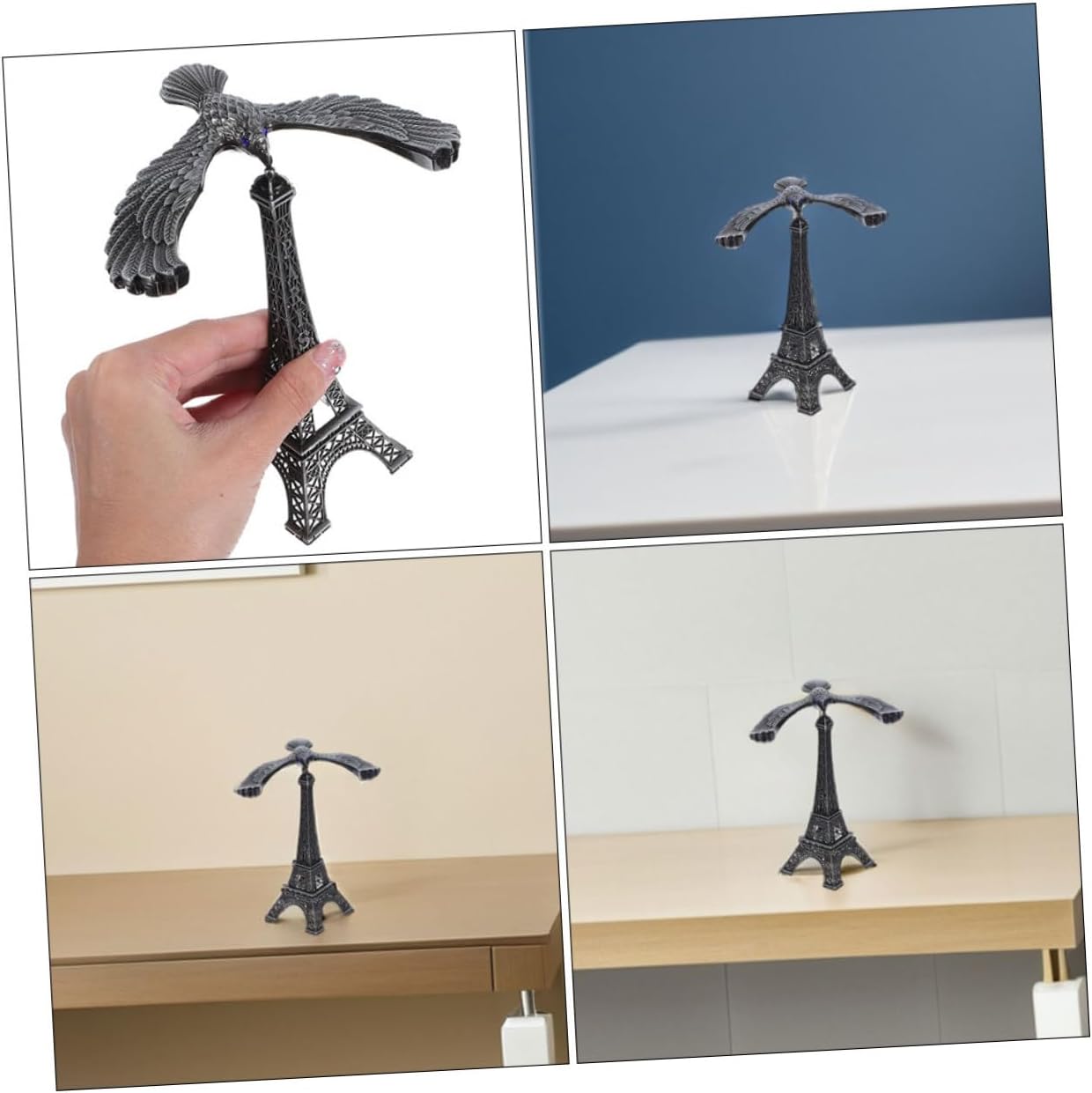 Yardwe Eiffel Tower Decor with Balancing Eagle Figure Unique Craft for Office Desktop Bookshelf Symbolizing Strength Stability Retro Eiffel Tower Ornament for Home