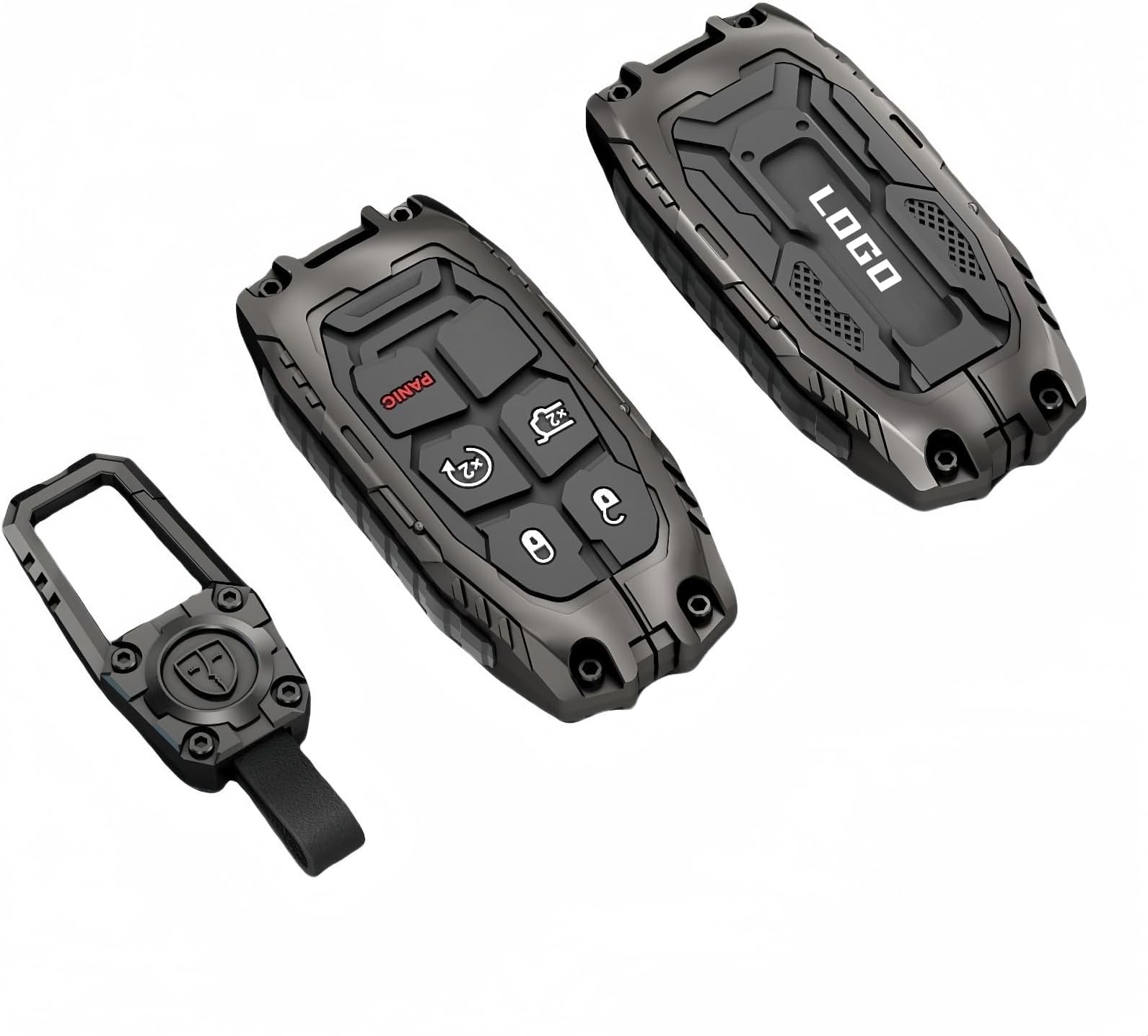 Heavy Zinc Alloy Key fob Cover, Keychain, Key Case, Accessories Compatible with Jeep Grand Cherokee Renegade Dodge Durango Challenger Wrangler Patriot Grand Comander Journey Fiat Dart Chrysler 200 300