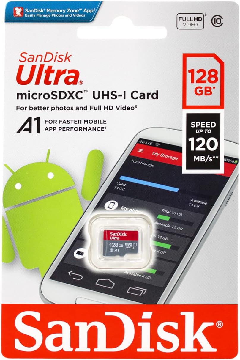 128GB Ultra® microSDXC 120MB/s A1 Class 10 UHS-I