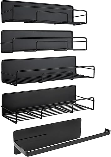 RedCall Paquete de 5 estantes magnéticos con soporte magnético para toallas de papel, estante magnético móvil para especias para horno microondas,