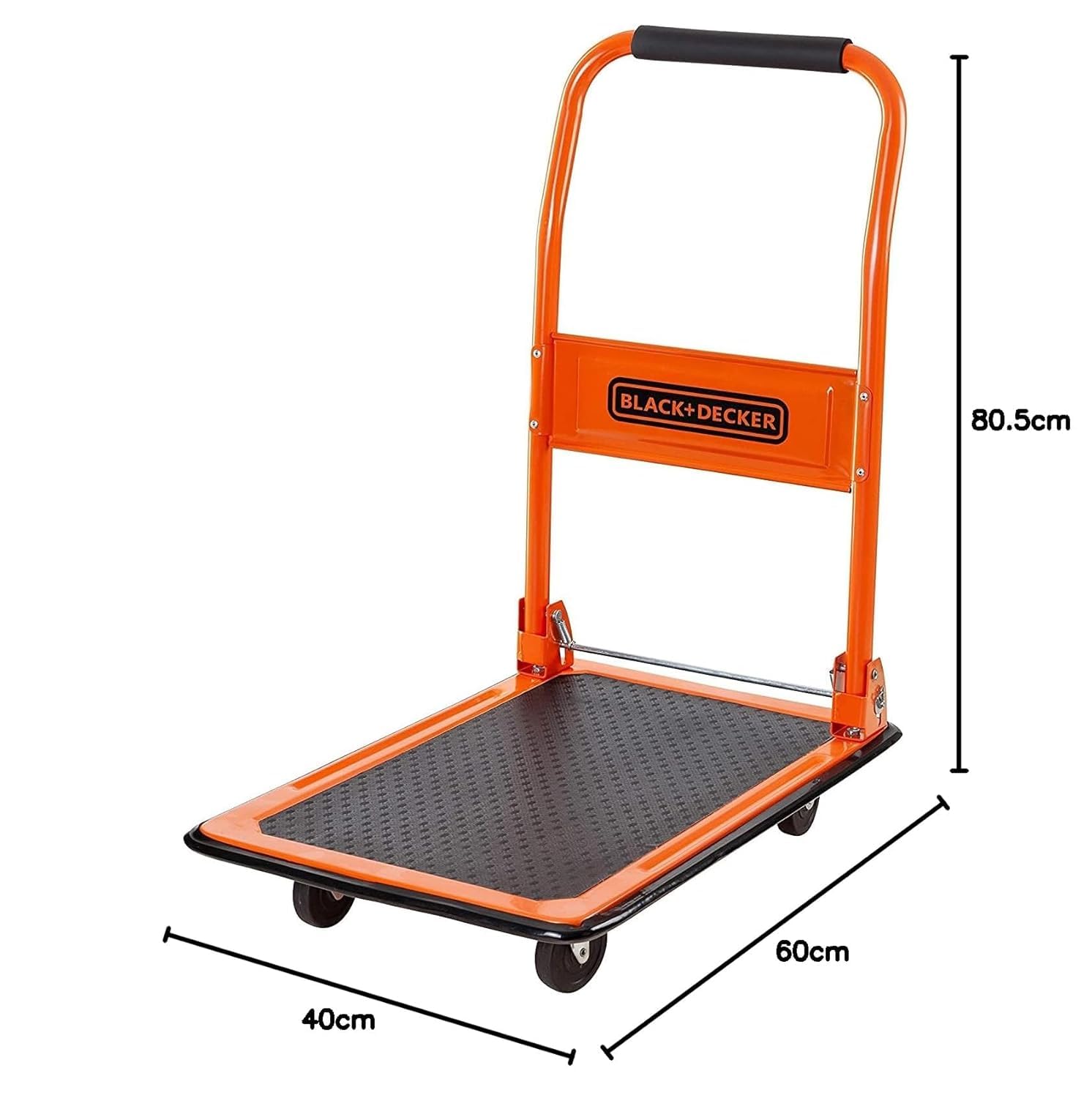 BLACK+DECKER BXWT-H303 Chariot à roulettes - Diable Pliant Max. 80KG - Chariot Plateforme 60 x 40 x 80,5 cm - Diable Demenagement avec Poignée - Facile à Ranger - Acier