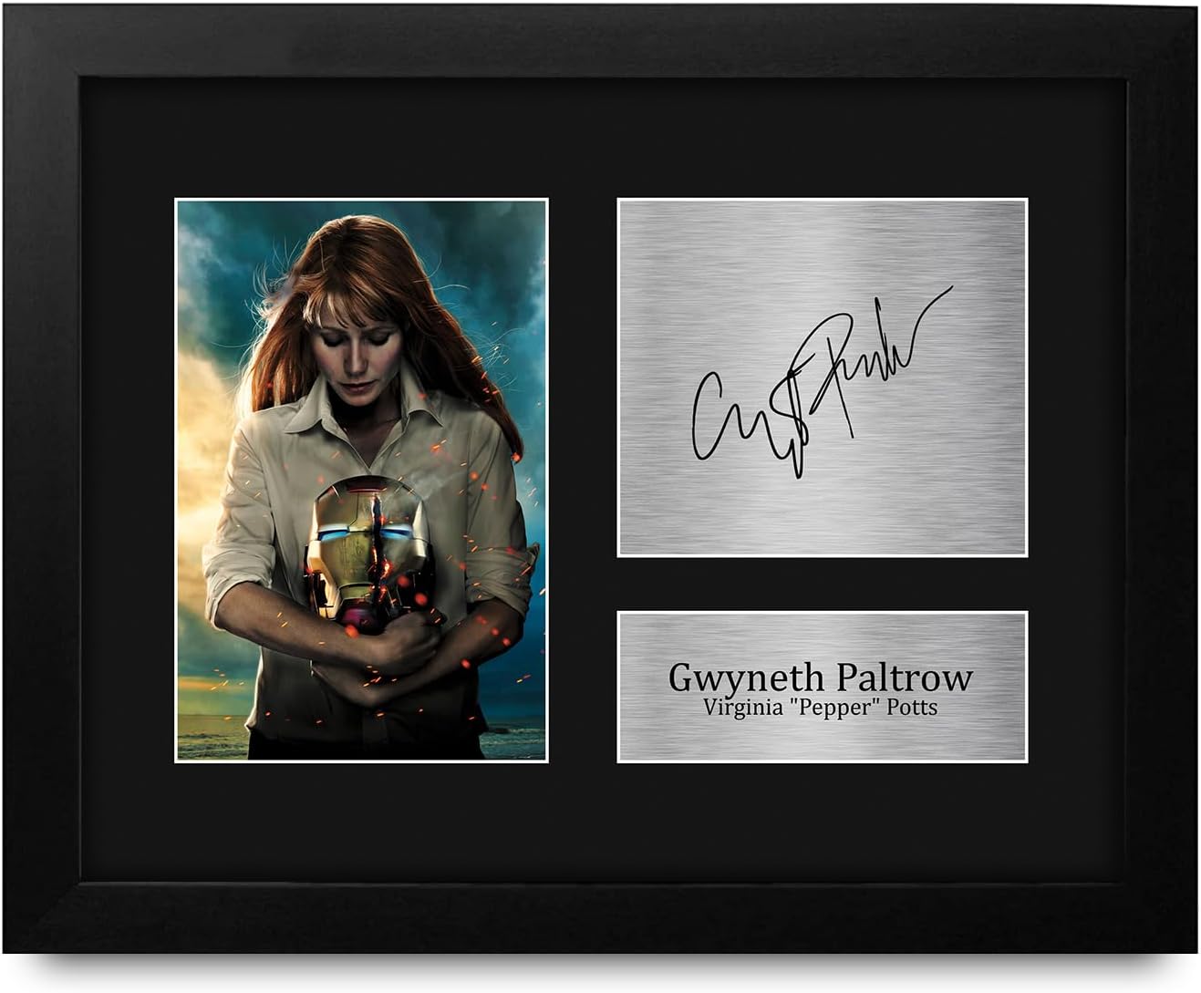 HWC Trading Gwyneth Paltrow Iron Man Gifts Printed Signed Autograph Picture for Movie Memorabilia Fans - US Letter Framed (ID-007929)