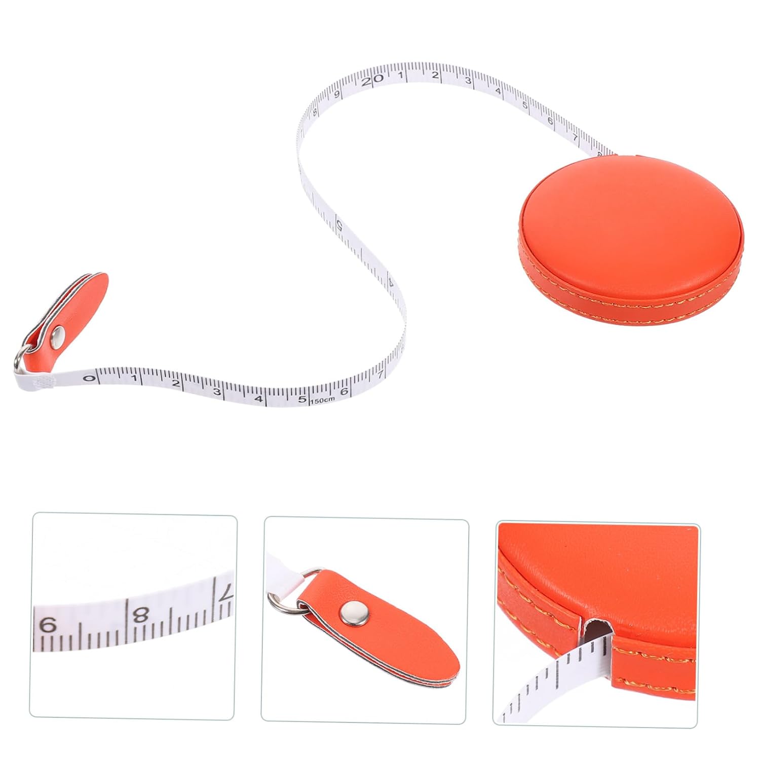 PU Leather Tape Measure Double Sided Small Portable Measuring Tape for Body Sewing and Craft with Wear Resistant Material Lightweight Soft Ruler in Orange