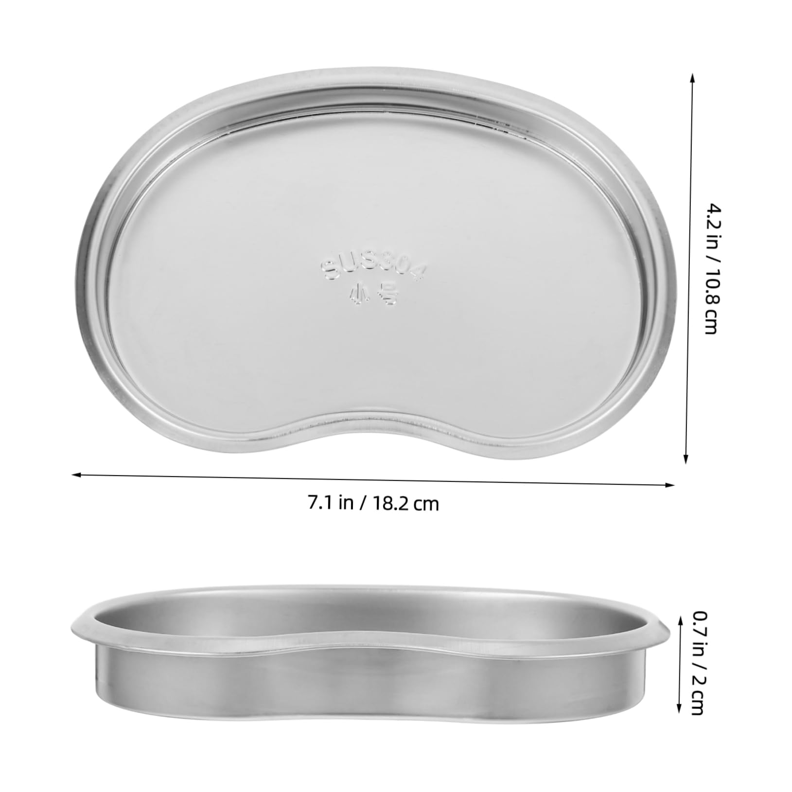 Nierenschale Nahtloses Design aus 304 Edelstahl Ovale Form Leicht zu Reinigen Silberfarben Vielseitig für Zahnarztinstrumente und Badezimmer