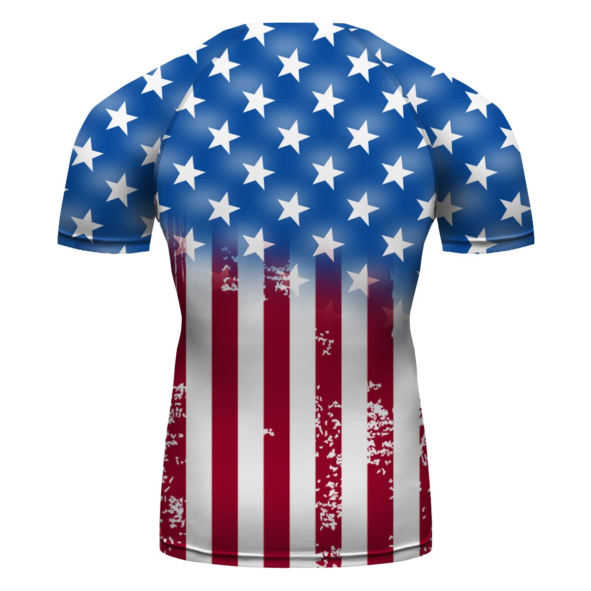 Men's USA American Flag Rash Guard Shirts UPF 50+ Short Sleeves Compression Swimming Shirt Jiu Jitsu BJJ Sports Fitness Gym Tops