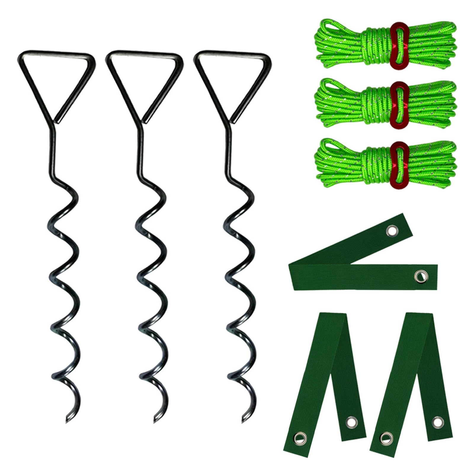 Robustes Baumpfahl-Set, Glättungs-Set, spiralförmige Metallpfähle und doppellagige Riemen, Anti-Rost-Stützen, Pfahl-Set zum Anlehnen