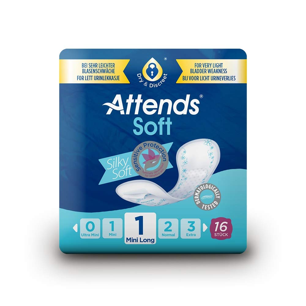 AttendsSoft 1 Mini Long (200ml) 16 Pack Incontinence Protection