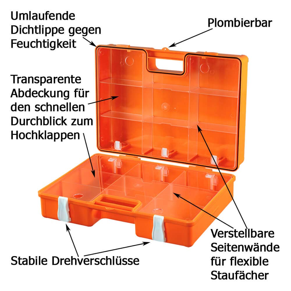 Sparset: 10 x Erste-Hilfe-Koffer DIN 13169, mit Wandhalterung, 3 Jahre haltbar, Art.-Nr. 611544 | Verbandskasten | Notfallkoffer | Erste Hilfe Kasten