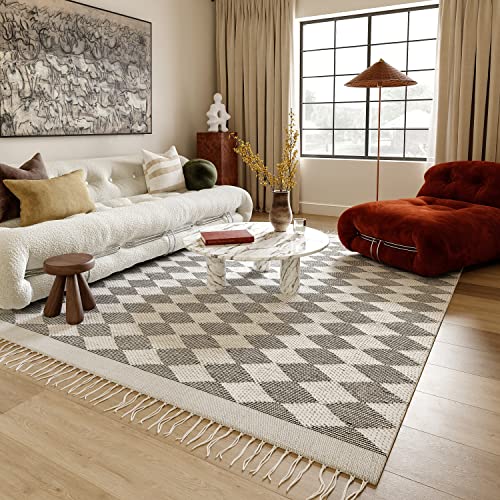 Rugs Usa X Arvin Olano Fractal Diamond Wool Area Rug, 2' X 8', Grey #TOP12