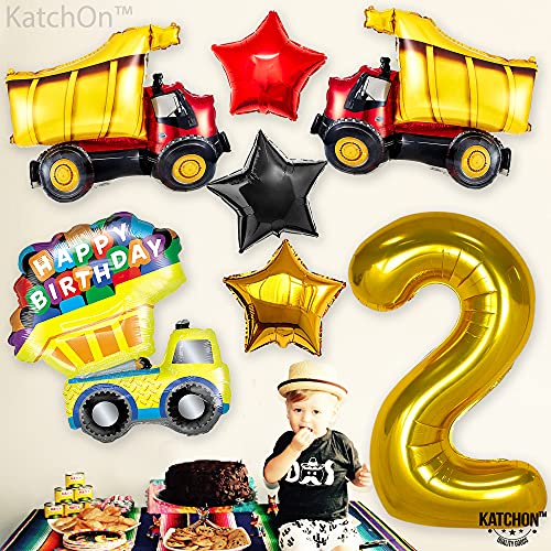 Katchon, Construction Balloons 2Nd Birthday Set - Truck Balloons 2Nd Birthday Decorations For Boys | Gold 2 Year Old Balloon, Truck Birthday Party Decorations | Construction Birthday Party Supplies #TOP5