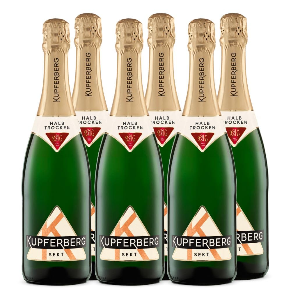 Kupferberg Gold Sekt Halbtrocken (6 x 0,75 l) fruchtig und delikate Sekt-Cuvée mit 11,0% vol., Aromen frischer Birnen und Äpfel, feinperlig, Sekttradition seit 150 Jahren