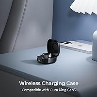 Vista 7 de Funda de carga inalámbrica compatible con cargador de anillo Oura tamaño 8, cargador de viaje portátil con luz indicadora, caja de carga compacta