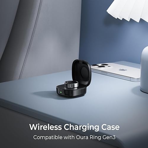 Miniatura 7 de Funda de carga inalámbrica compatible con cargador de anillo Oura tamaño 8, cargador de viaje portátil con luz indicadora, caja de carga compacta