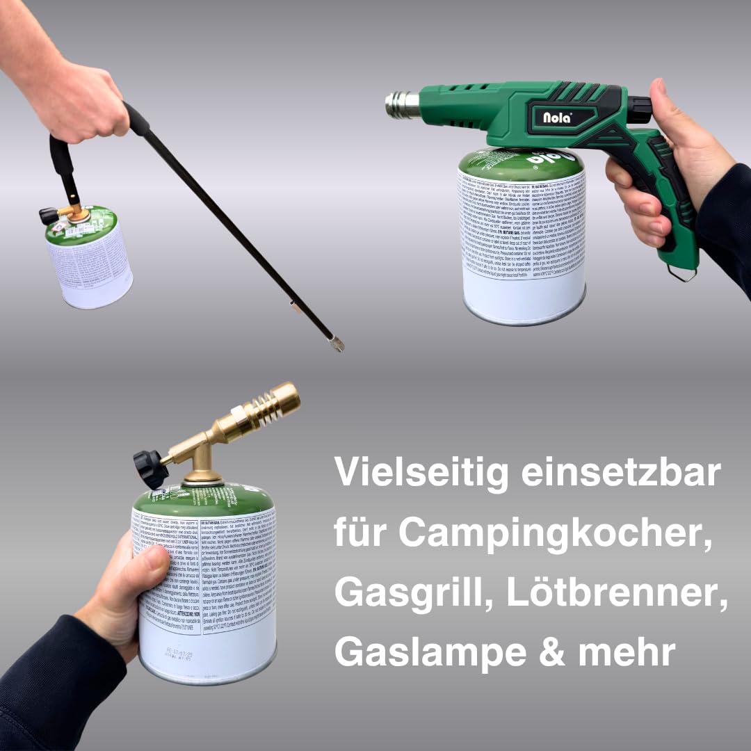 NOLA 450g Gaskartusche mit Schraubventil – Propan-/Butan Gas Kartusche EN417 – Ventilkartusche für Campingkocher, Gaskocher & Gasgrill – Outdoor Campinggas Schraubkartusche (8, Weiß)