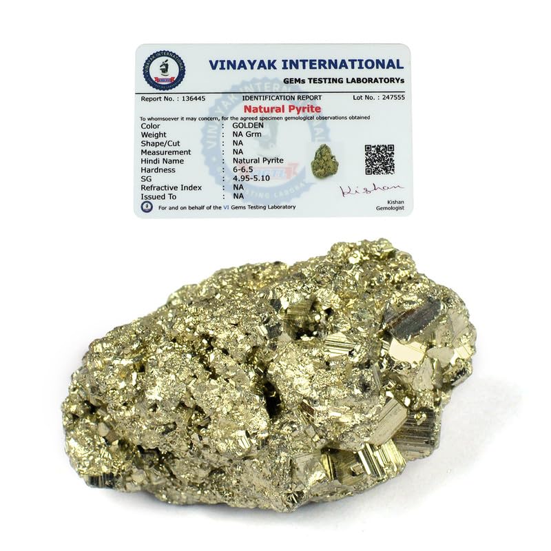 Crystu AAA Natural Certified Pyrite Rough Stone | Pyrite Stone Original | Pyrite Raw Stone | Pyrite Raw Cluster from Peru | Weight 50 gram-picture-32