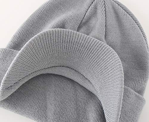 Image of Home Prefer Men's Winter Beanie Hat with Brim Warm Double Knit Cuff Beanie Cap Watch Radar Hat
