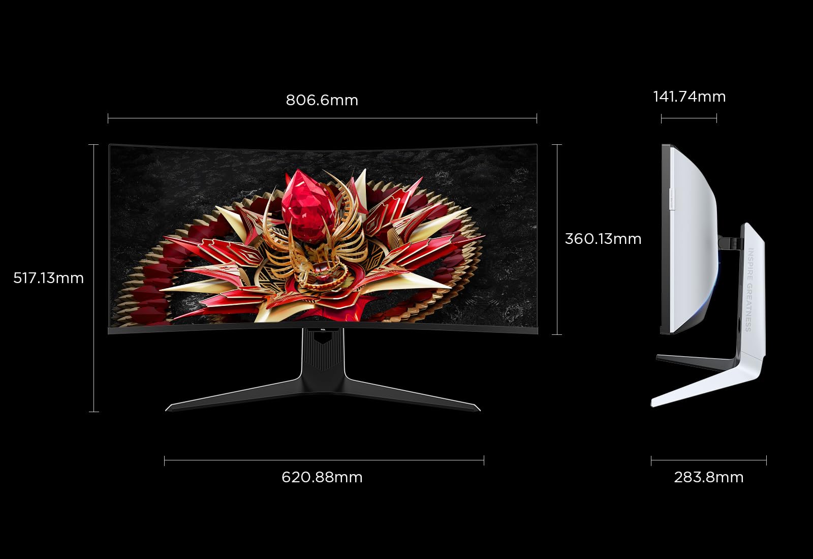 Tcl 34R83Q WQHD Mini-LED 1500R Curved Gaming Monitor 170Hz 34 Zoll – Bild 3