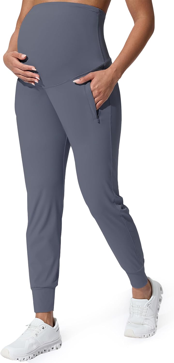 Mama Land Maternity Joggers with Pockets Over The Belly Buttery Soft Pregnancy Pants for Yoga & Activewear