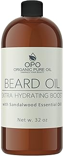 Sandalwood Beard Oil - Natural, Non-GMO, Facial Hair Hydrating & Conditioning Oil Blend - 32 oz - Bulk Sized, Promoting Growth and Silky Smooth Hair - Jojoba, Argan & More!