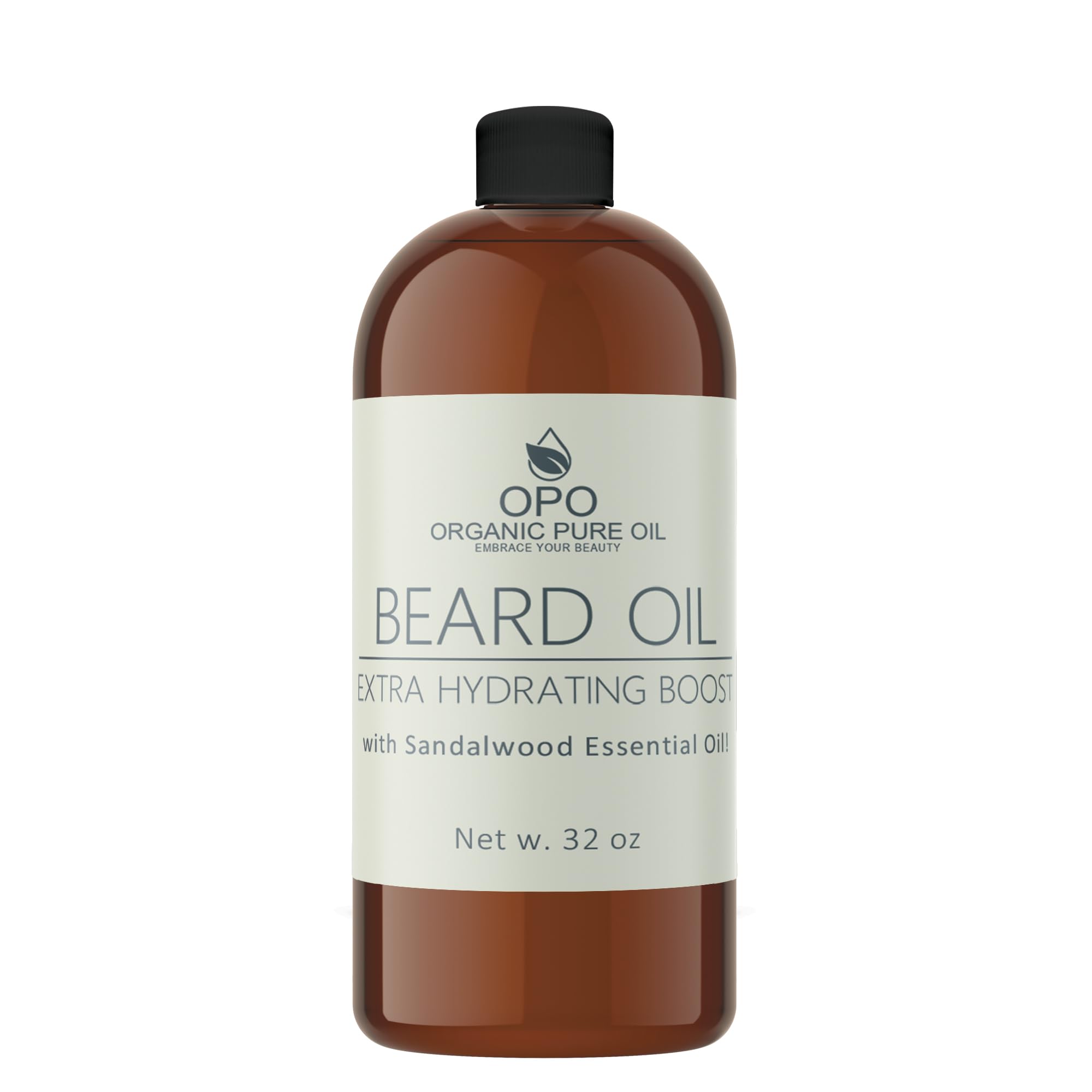 Sandalwood Beard Oil - Natural, Non-GMO, Facial Hair Hydrating & Conditioning Oil Blend - 32 oz - Bulk Sized, Promoting Growth and Silky Smooth Hair - Jojoba, Argan & More!