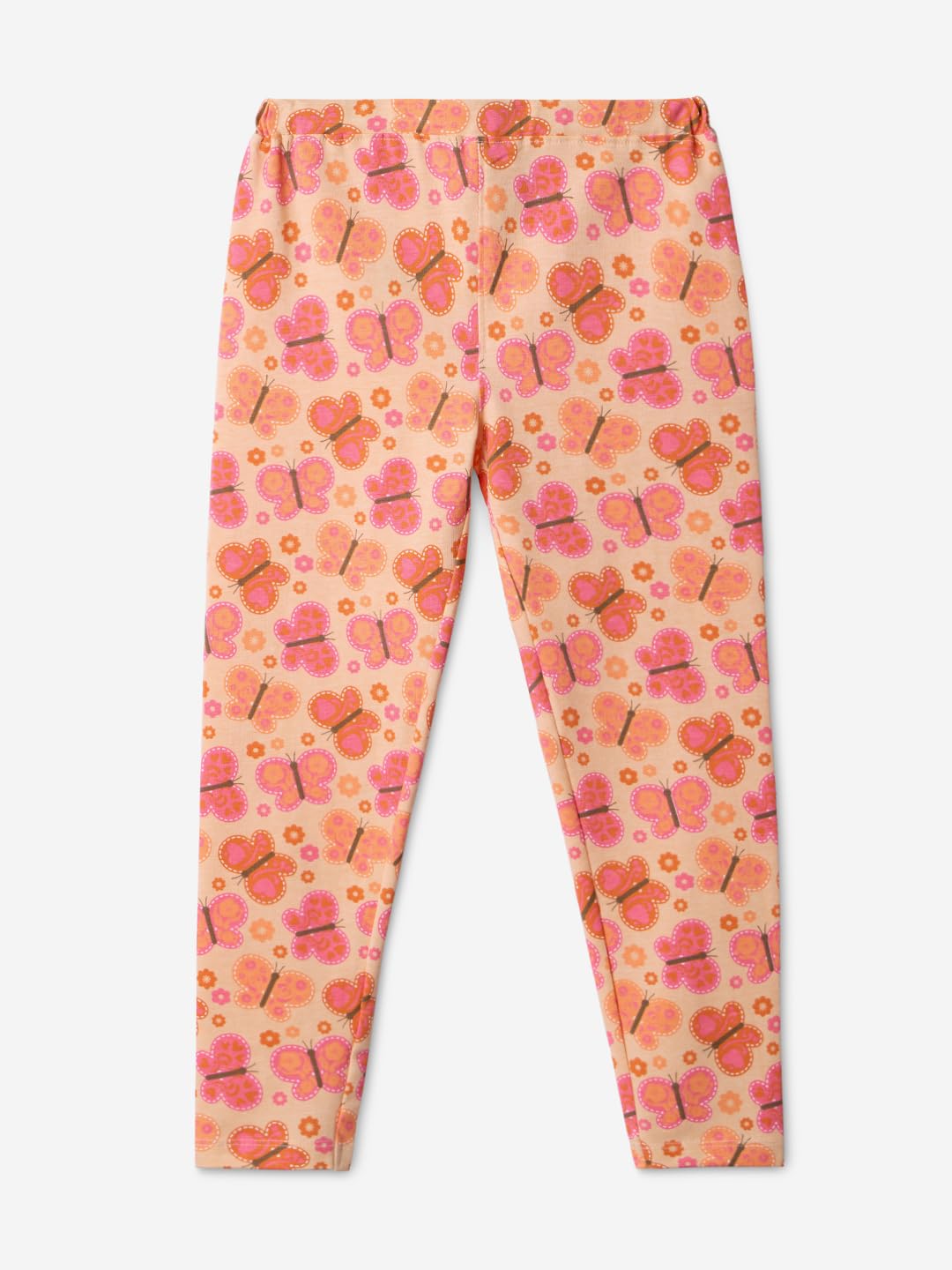 The Souled Store Flutter Girls - Leggings in cotone con stampa su tutta la superficie, vestibilità regolare, colore: arancione (2-8 anni)