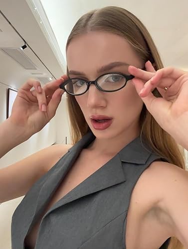 Miniatura 3 de HASFOX Monturas ovaladas para gafas, lentes transparentes, Bayonetta, gafas falsas, retro, moda, oficina, sirena, estética, estilo Y2K, E13140