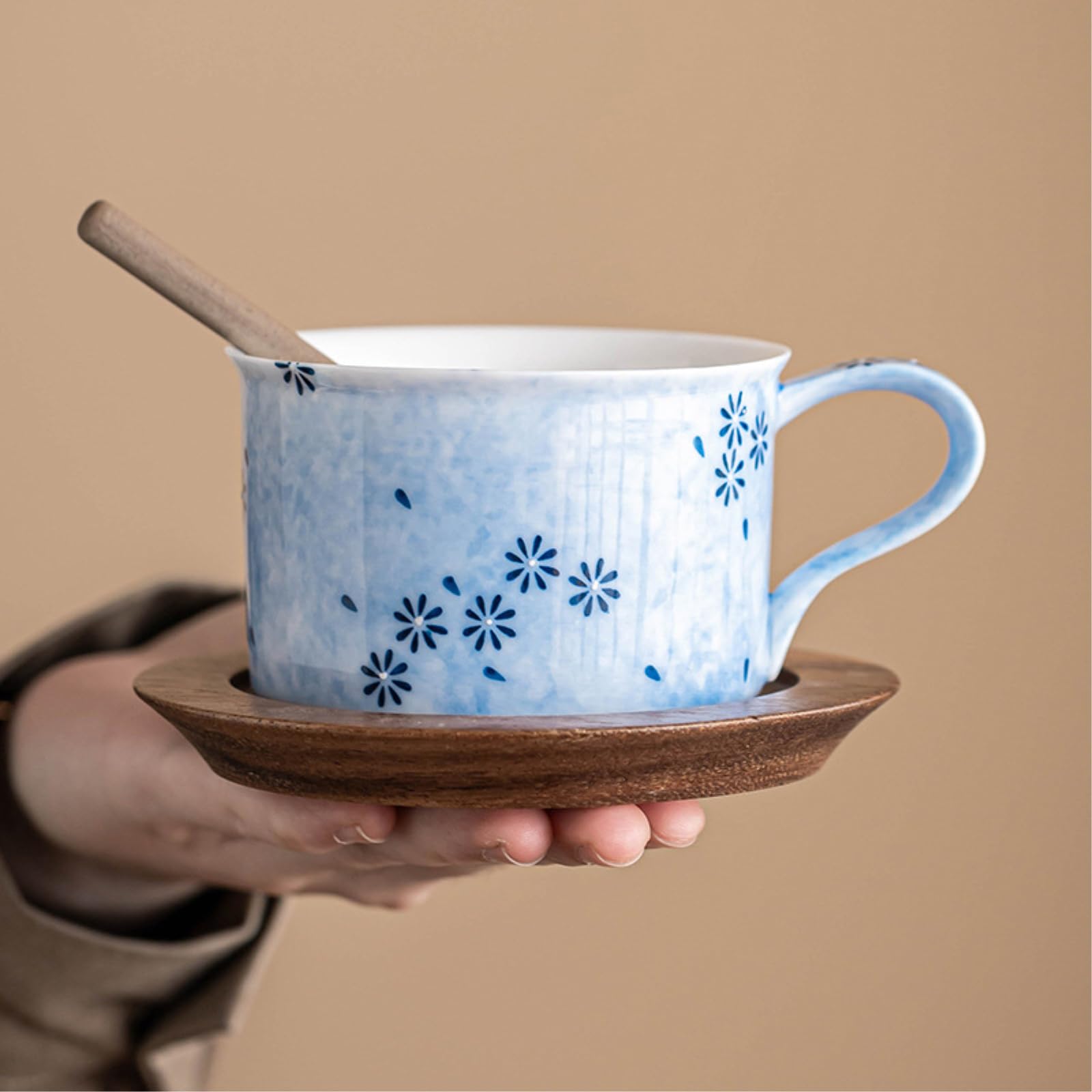 246 ml/8 uncji czysty ręcznie malowany niebieski ceramiczny kubek domowe biuro chiński wykwintny odporny na wysoką temperaturę - kubek do kawy [pudełko] -246 ml