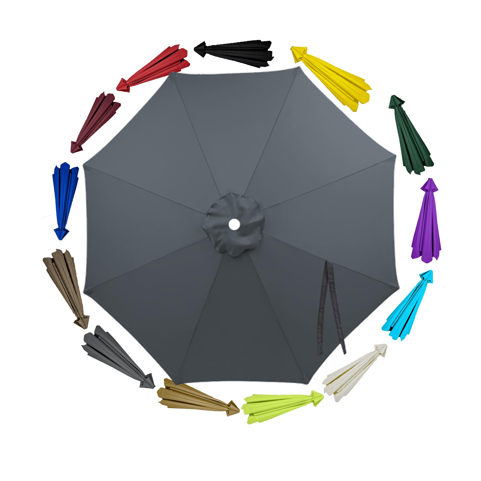 Replacement Parasol Canopy 6/8 arms 2.3m, for Outdoor Parasol, Large Garden Umbrella, UV Resistant(8arm-Gray) โ image 1