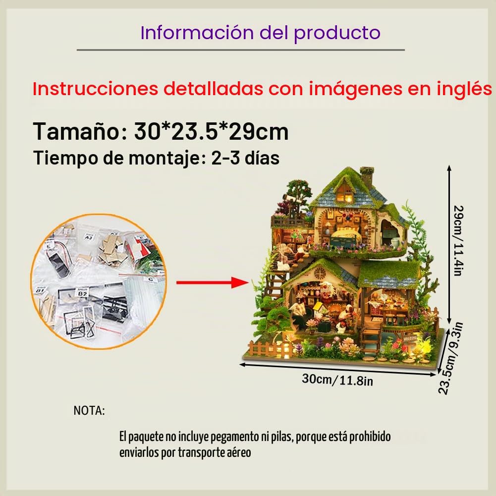 Kit de modelo de casa de muñecas en miniatura DIY Forest Series con luces LED a escala 1:24, habitación creativa para adultos y adolescentes (aventura en el bosque)