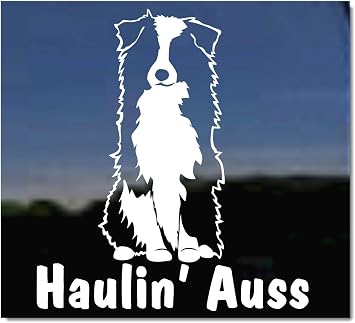 Haulin Auss | Sitting Aussie Australian Shepherd Dog Vinyl Decal by NickerStickers